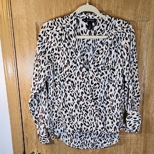 White House Black Market Leopard Print Blouse